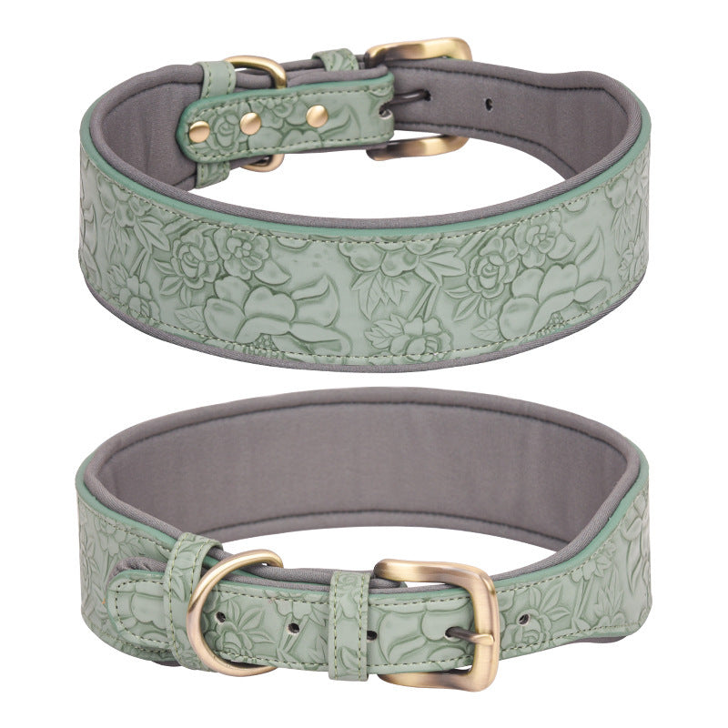 Ondaum Pet Leather Collar with Cotton Substrate