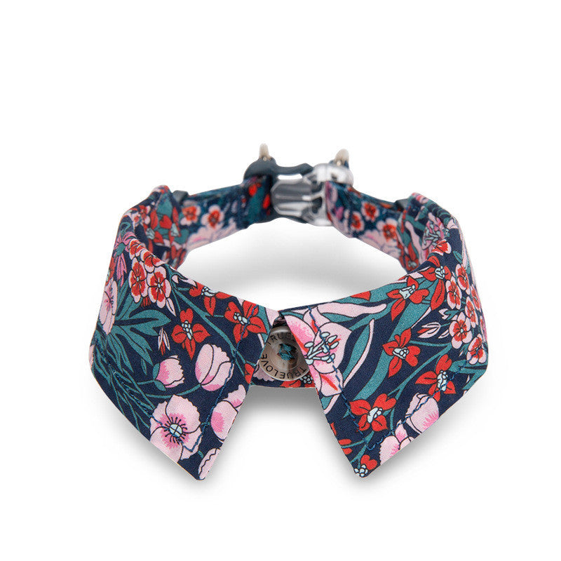 Ondaum Pet Fashion Personality Dog Collar with Bow Tie - Stylish Cotton Collar for Dogs in Floral Designs