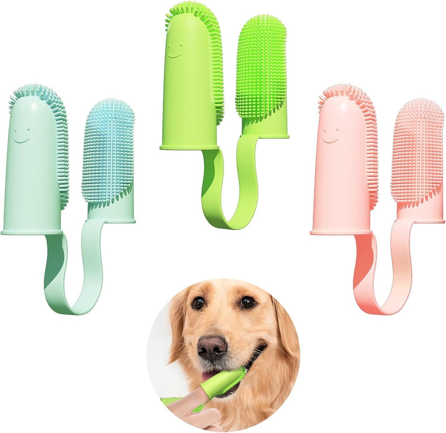 Toothbrush For Dog Finger Toothbrush Kit 135 Surround Bristles For Easy Teeth Cleaning Double Finger Toothbrush Dental Care For Puppies Cats And Small Pets