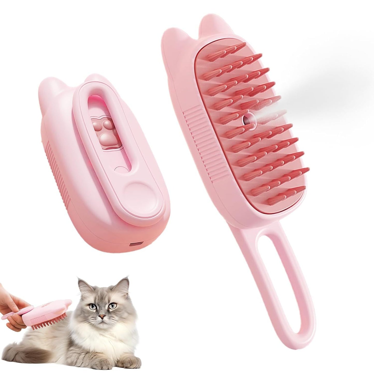 Innovative 3 In 1 Pet Steam Brush Shedding Massage And Grooming In One Perfect For Dogs And Cats Short And Long Hair Static Flying Hair Remover And Water Sprayer
