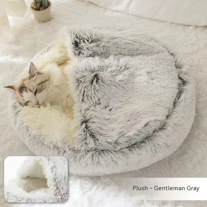 Plush Round Winter Pet Bed
