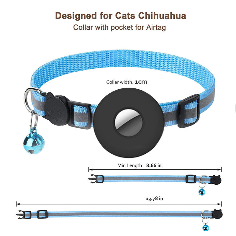 Reflective Airtag Pet Collar with Bell