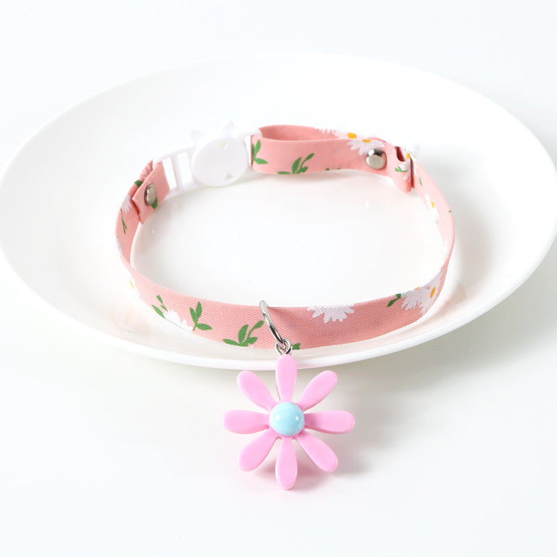 Sunflower adjustable pet bell collar