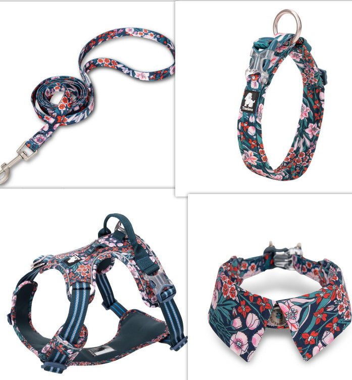 Ondaum Pet Fashion Personality Dog Collar with Bow Tie - Stylish Cotton Collar for Dogs in Floral Designs