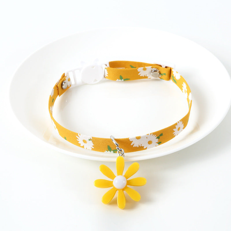 Sunflower adjustable pet bell collar