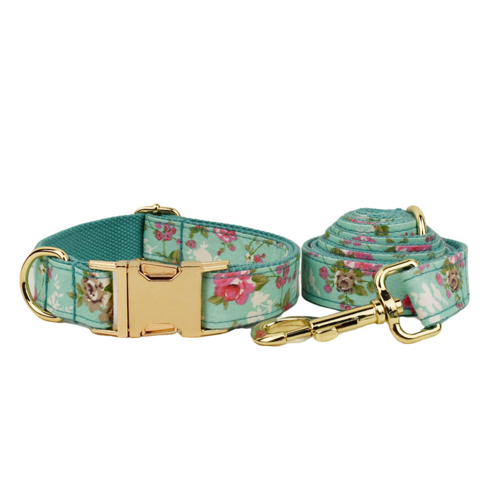 Ondaum Rose Dog Collar with Detachable Bow – Adjustable Floral Pet Collar with Leash & Vest – Soft & Stylish for Small to Large Dogs