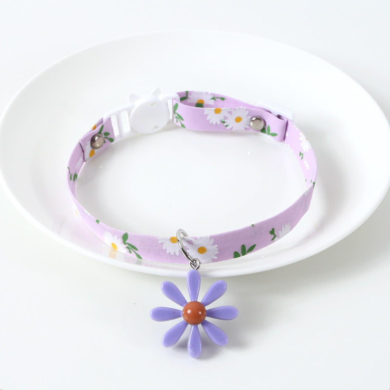 Sunflower adjustable pet bell collar