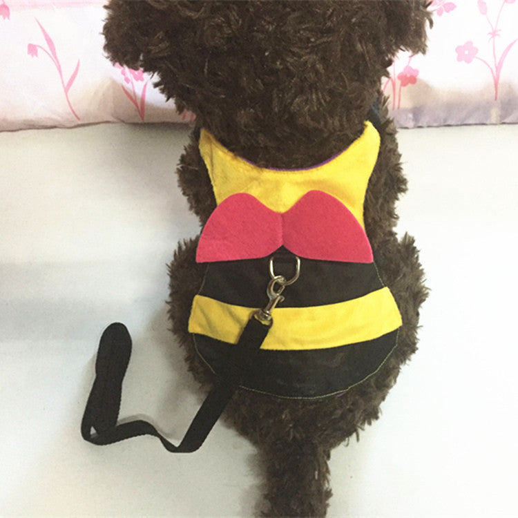 Cute Bee Costume Cat Rope Walking Chest Strap