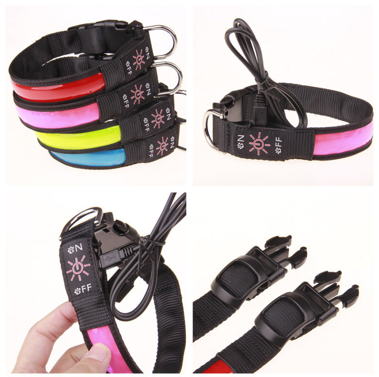 Rechargeable Luminous Pet Collar Golden Retriever Teddy Collar