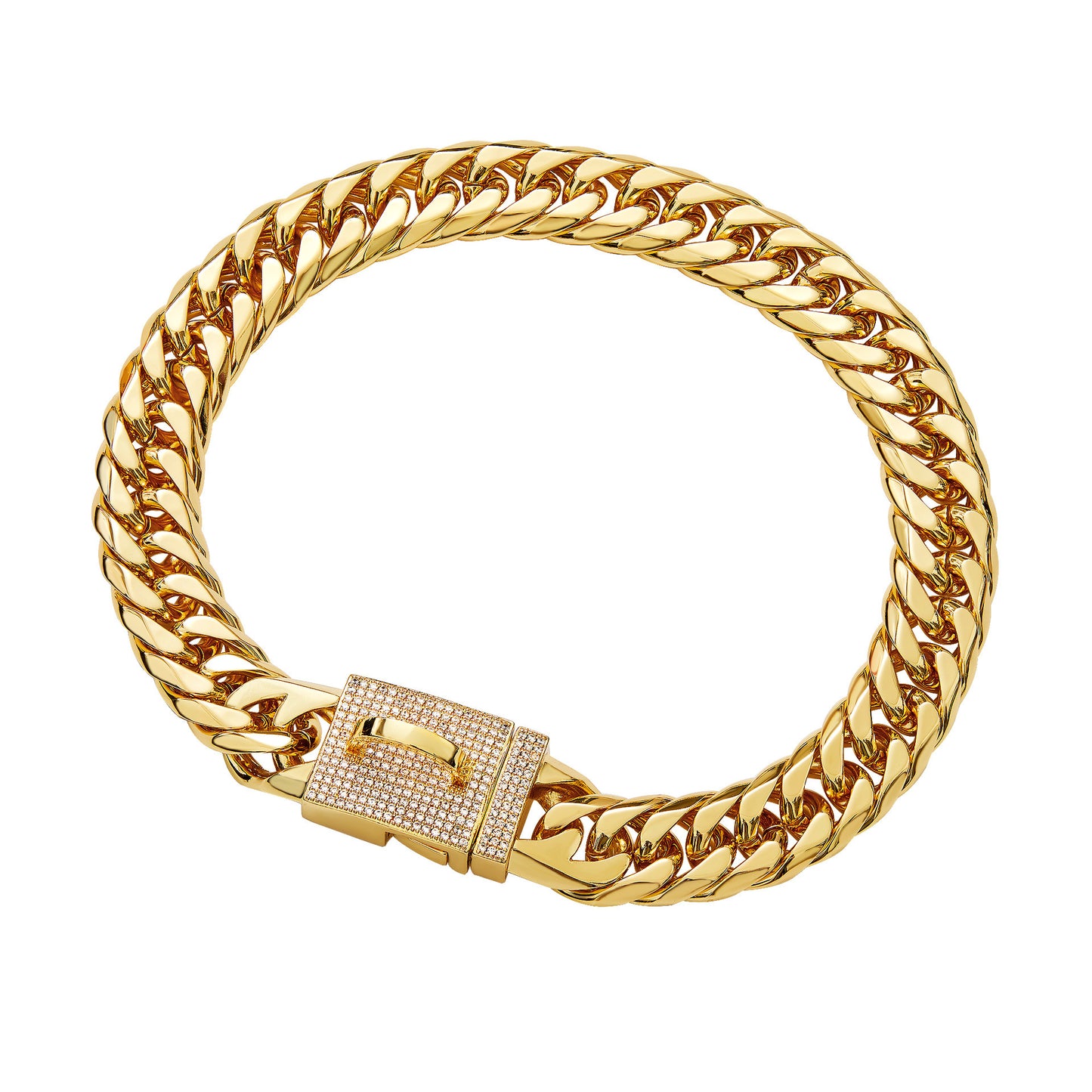 Stainless Steel Double Woven Chain Golden Dog Necklace