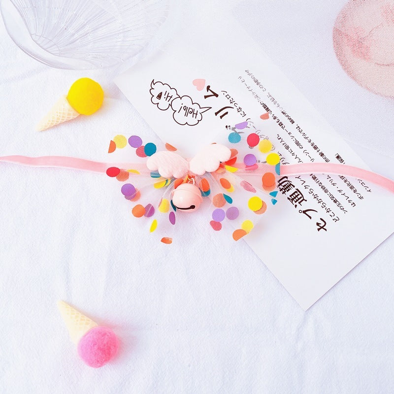 Original Pet Bow Tie Bell Collar Cat Fairy Wings Big Bow Neck Collar Dog Bell Collar Saliva Towel
