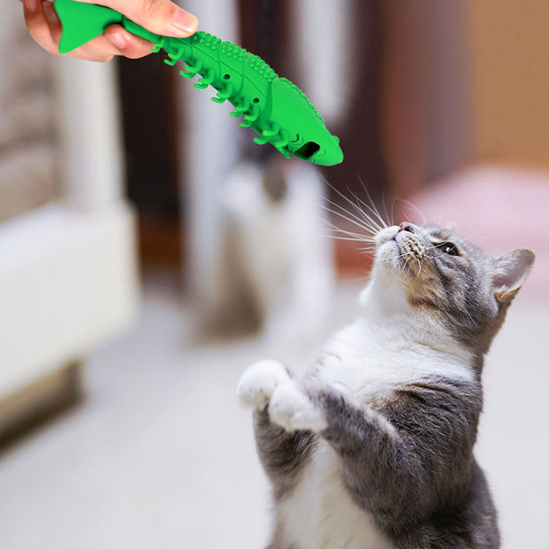 Catnip Silicone Fish Crayfish Toothbrush Cat Toy