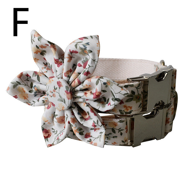 White Flower Flower Pet Collar Leash Metal Buckle Dog Collar Cat Collar