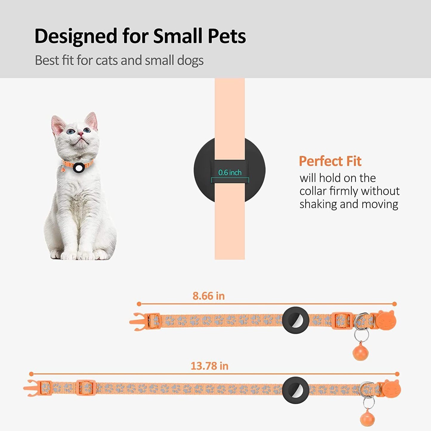 Pet Cat Footprints Reflective Collar With Bell