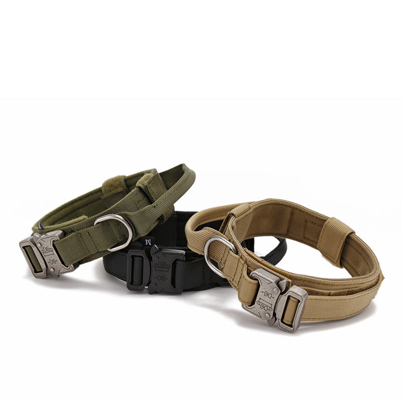 Nylon Wear-resistant Tactical Pet Collar Outdoor Adjustable Medium And Large Traction Dog Collar