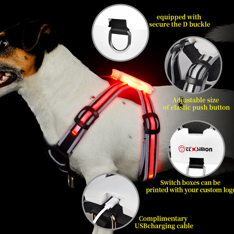 Luminous Strap Charging For Common Dogs Nylon Luminous Explosion-proof Hand Holding Rope