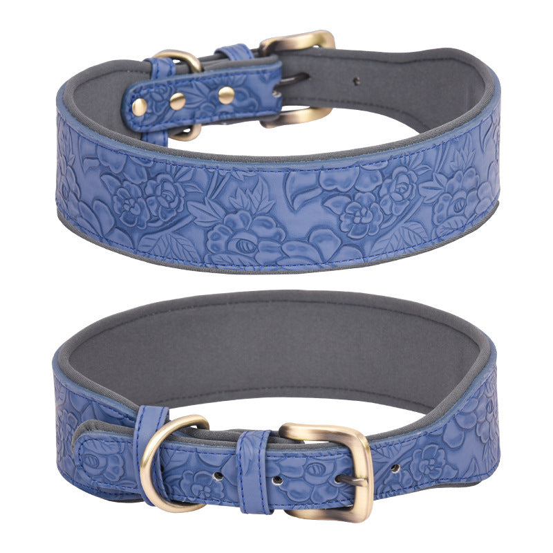 Ondaum Pet Leather Collar with Cotton Substrate