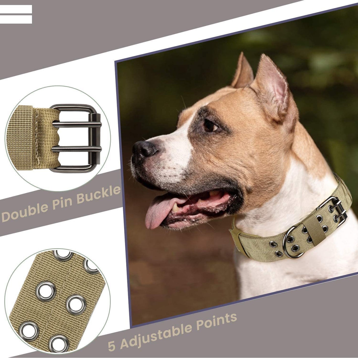 Ondaum Medium Large Dog Collar - Outdoor Tactical Nylon Collar for Durability and Style