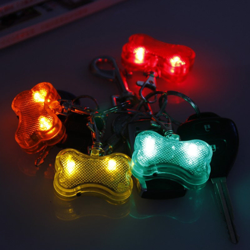 New LED Dog Bone Shape ID Tag Pet Safety Collar Pendant