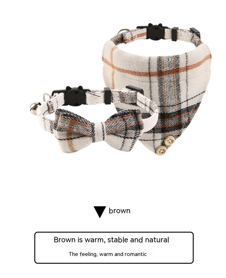 Ondaum Plaid Cloth Cat Collar – Stylish, Adjustable, and Comfortable for Year-Round Use