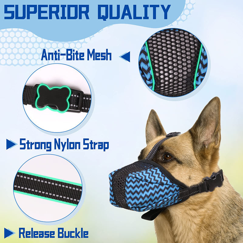 Dog Muzzle Air Mesh Breathable Muzzle For Medium Large Sized Dogs To Anti Prevent Biting Barking Chewing Soft Basket Muzzle For German Shepherd Dog With Reflective Adjustable Strap