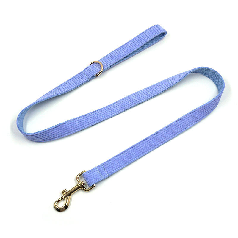 Solid Color Corduroy Pet Bow Collar Leash