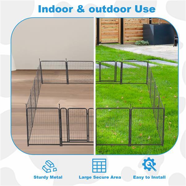 16 Piece Dog Fence, 31.6-inch High Dog Fence, Equipped With 2 Doors