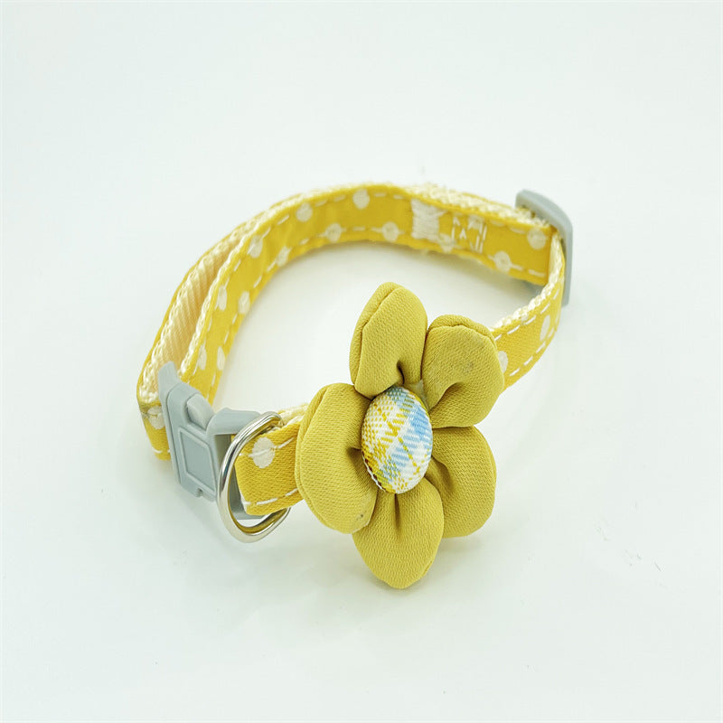 Ondaum Cute Cartoon Flower Polka Dot Collar - Playful & Stylish Pet Collar for Dogs and Cats