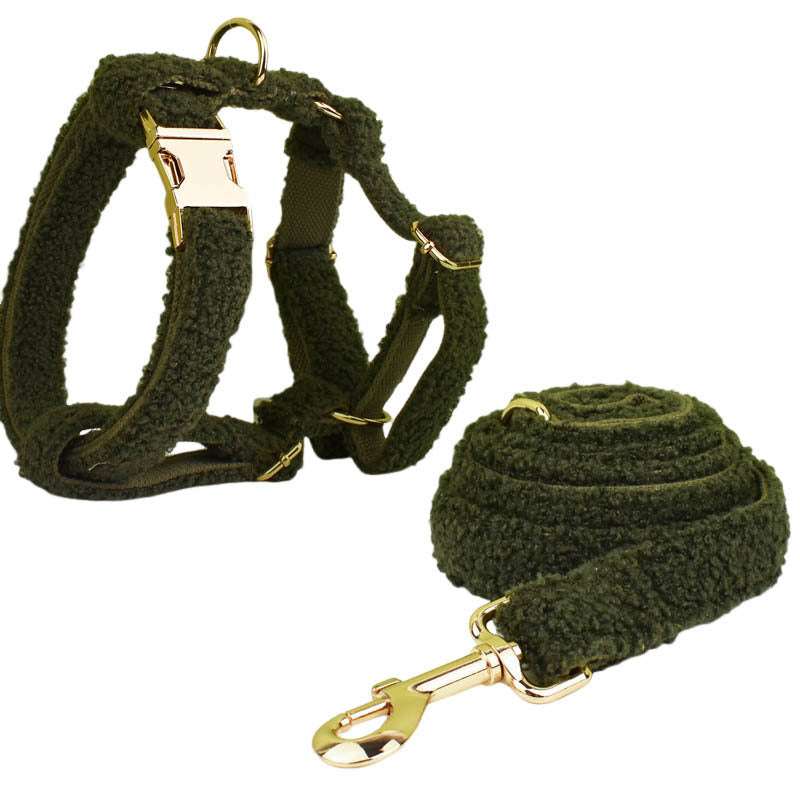 Army Green Velvet Pet Fashion Set