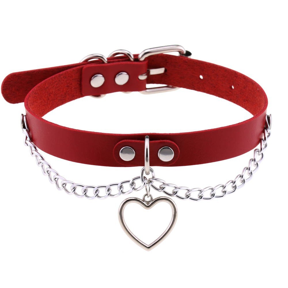 Stylish Leather Dog Collar with Heart Charm