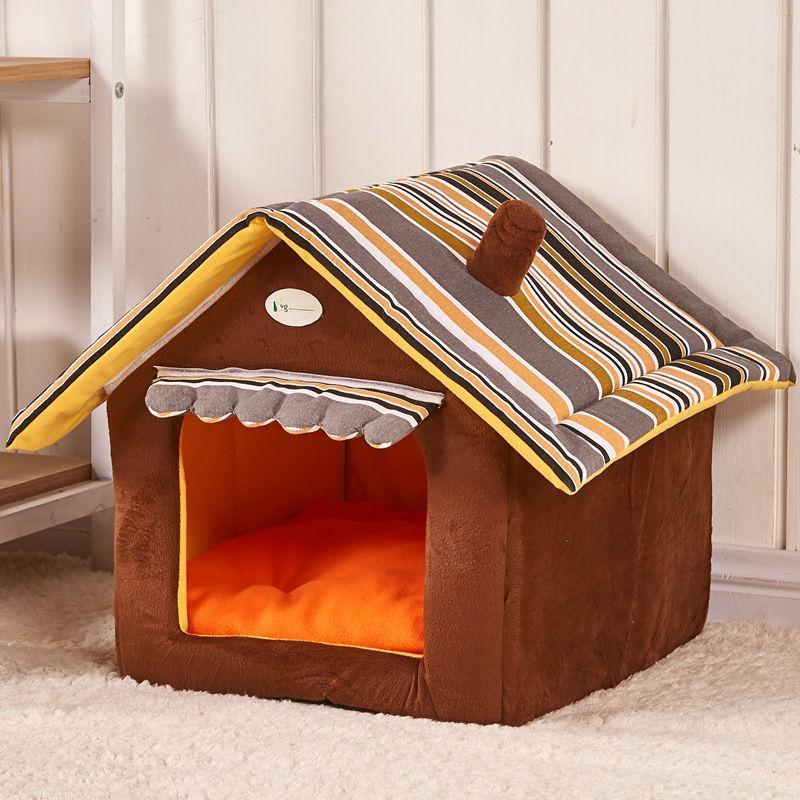 Foldable Striped Pet Bed & House