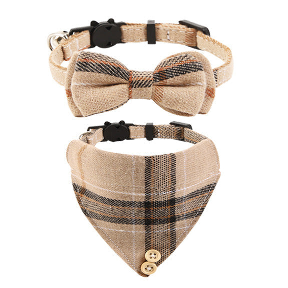 Ondaum Plaid Cloth Cat Collar – Stylish, Adjustable, and Comfortable for Year-Round Use