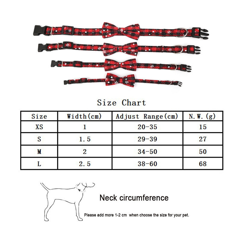 Christmas snowflake red bow collar