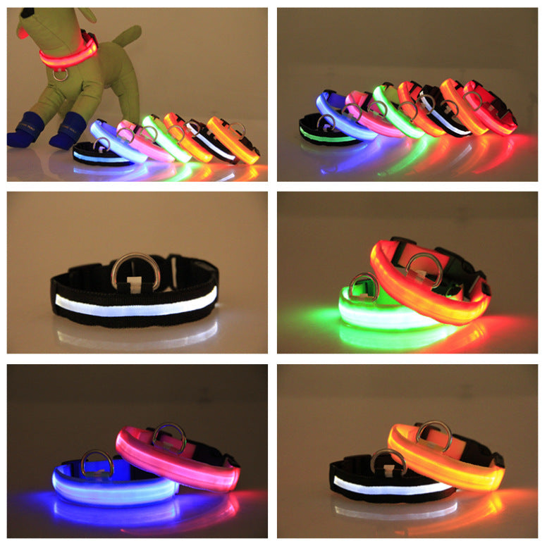 ONDAUM LED Luminous Pet Dog Collar – Rechargeable & Adjustable Night Safety Collar with Multicolor Lights