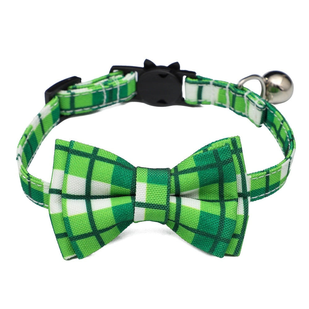 Irish Festival Plaid Bow Cat Collar