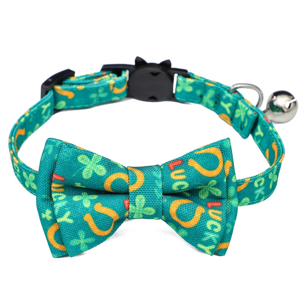 Irish Festival Plaid Bow Cat Collar