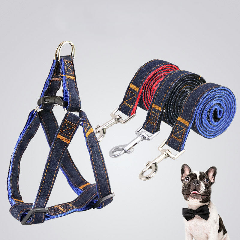 Denim Pet Leash Sewn Cloth Wear-resistant Chest Strap