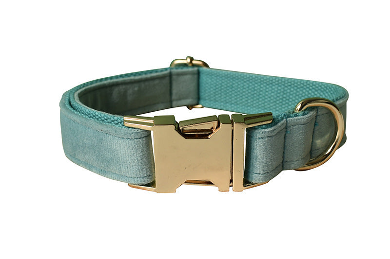 Lake Green Flannel Dog Collar with Gold Buckle