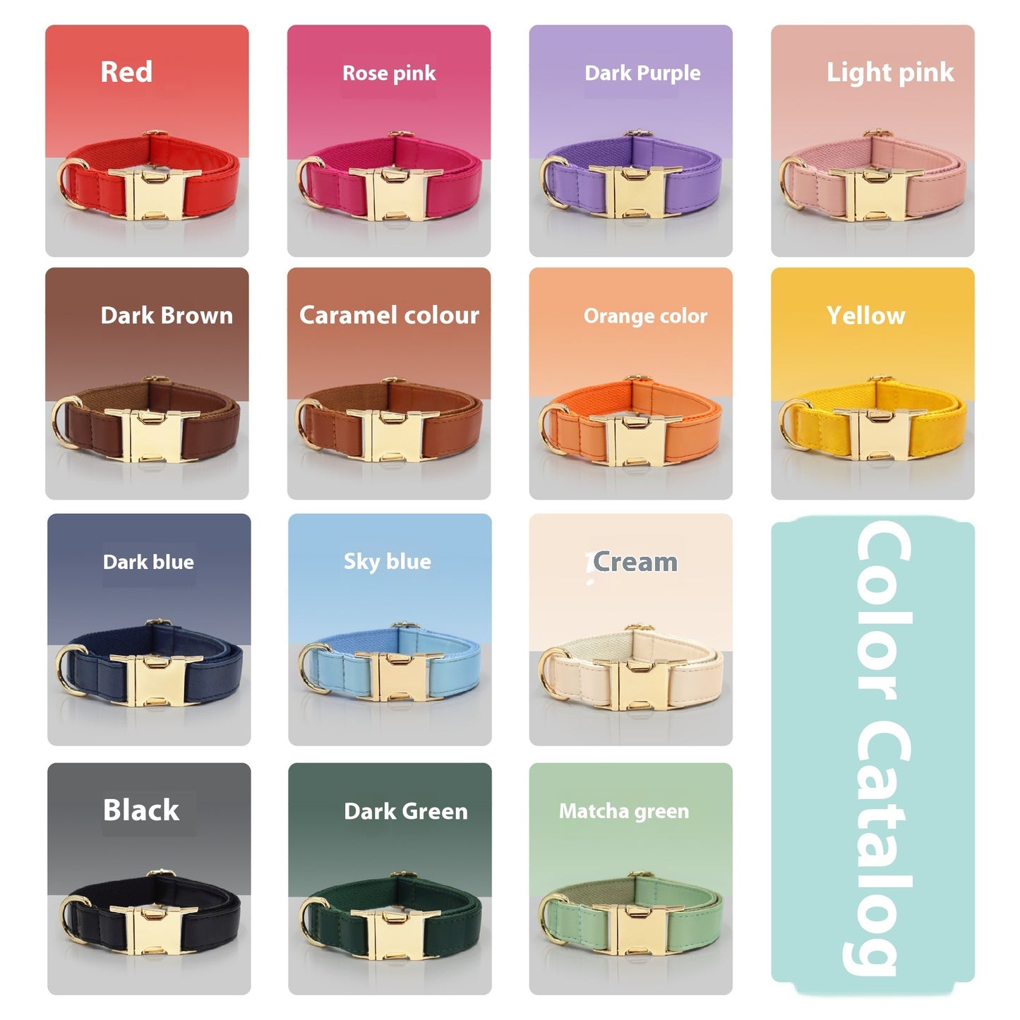 Stylish Leather Pet Collar in 14 Colors