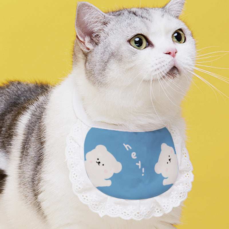 Pet Cat Supplies Saliva Towel Collar Bib Cute