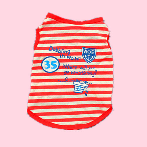 Dog cotton striped breathable t-shirt