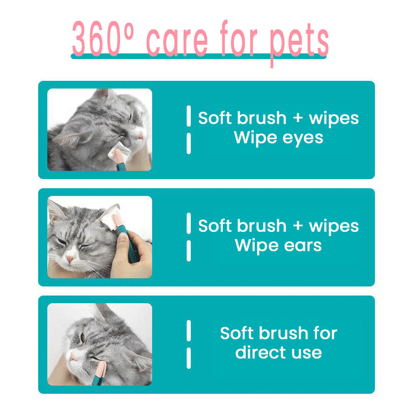 Friendly Kitten Rub Handheld Cat Eye Wipe Rub Poo Brush Cleaning