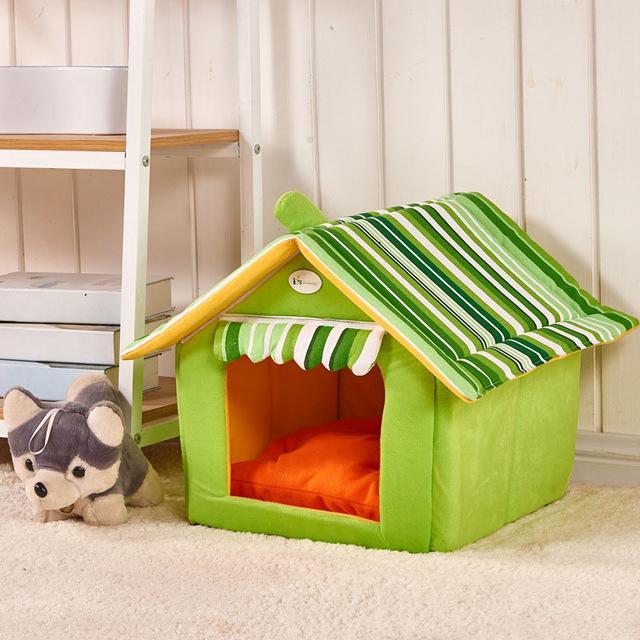 Foldable Striped Pet Bed & House