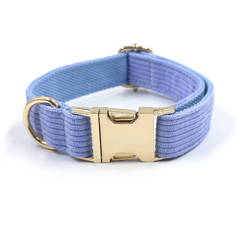 Solid Color Corduroy Pet Bow Collar Leash