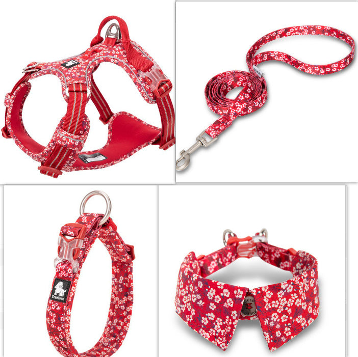 Ondaum Pet Fashion Personality Dog Collar with Bow Tie - Stylish Cotton Collar for Dogs in Floral Designs