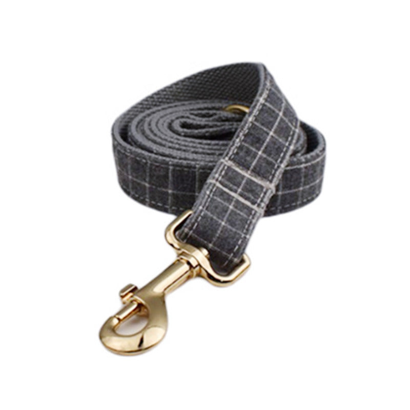 Gray Plaid Flannel Pet Collar Set