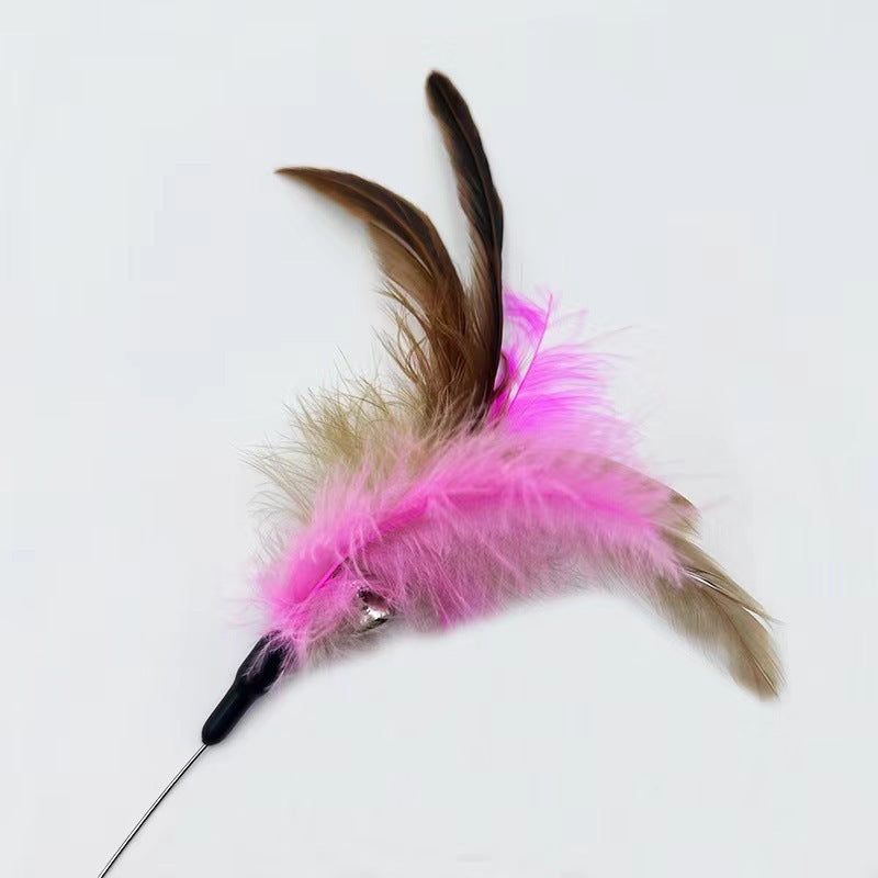 Adjustable Cat Collar with Feather Teaser Wand & Bell