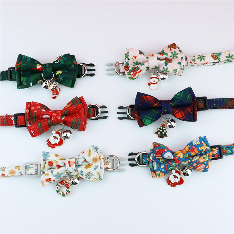 Polyester Christmas Series Pet Bow Collar