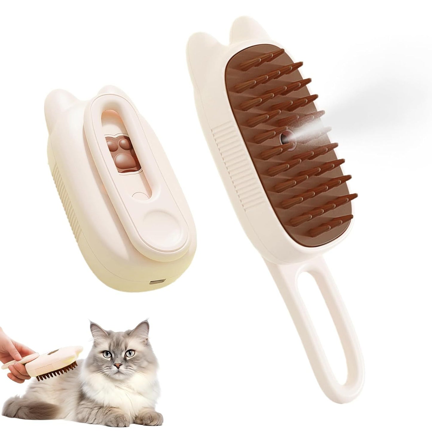 Innovative 3 In 1 Pet Steam Brush Shedding Massage And Grooming In One Perfect For Dogs And Cats Short And Long Hair Static Flying Hair Remover And Water Sprayer