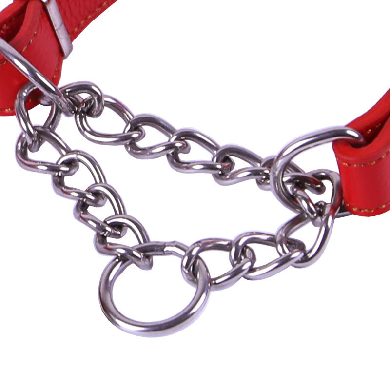 Semi-Controlled Cowhide Leather Dog Collar